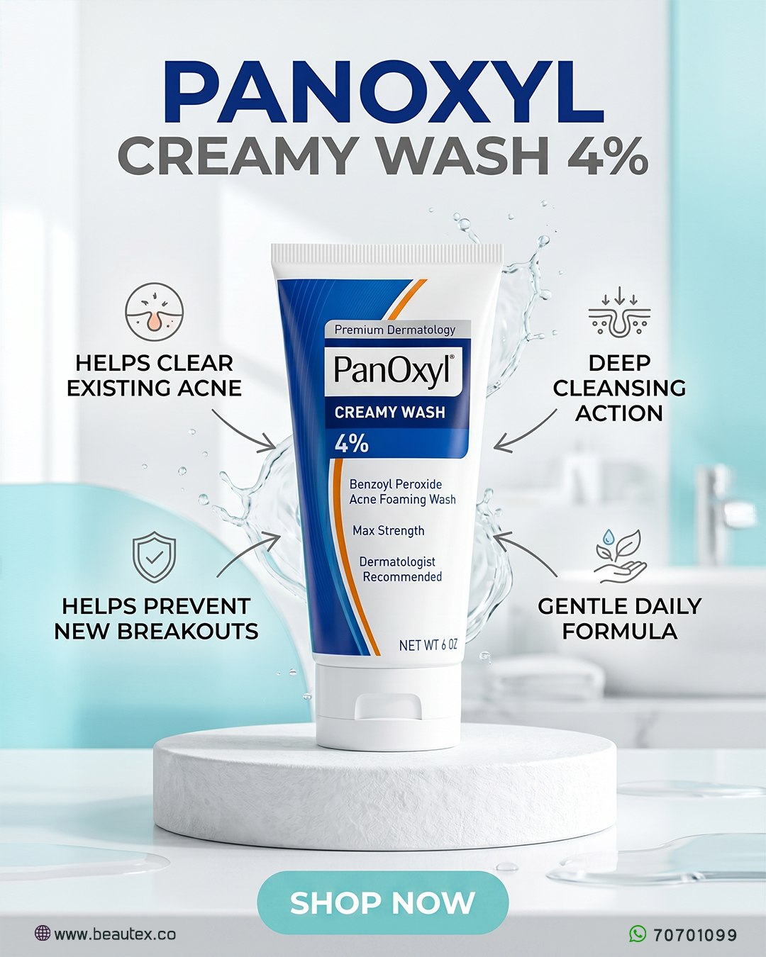 PanOxyl Creamy Wash 4% acne cleanser